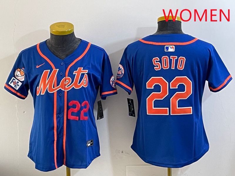 Women New York Mets #22 Soto Blue Game Fashion 2025 Nike MLB Jersey style 4->women mlb jersey->Women Jersey
